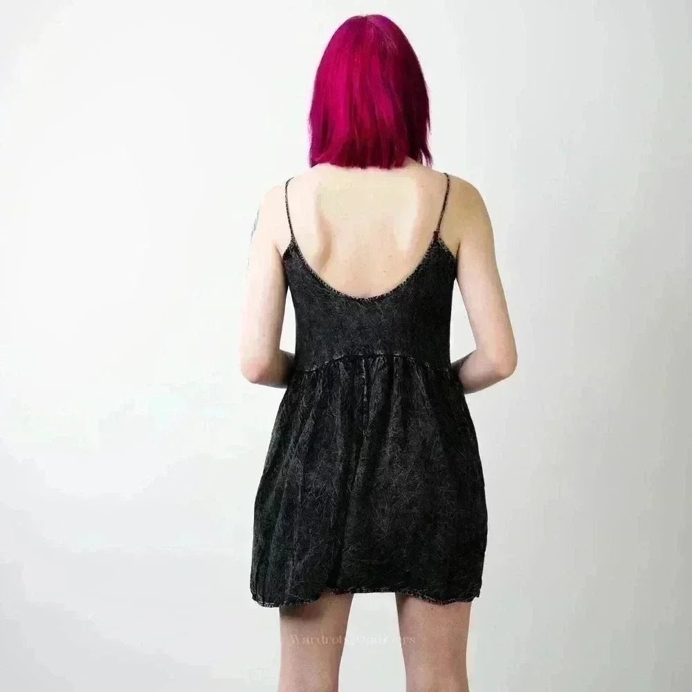 Anthropology Finn & Clover Black Grungy Mini Dress - M - Picture 2 of 6